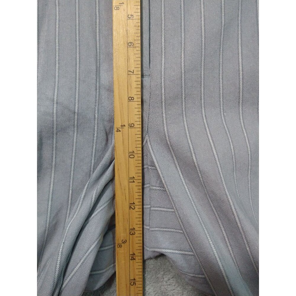 J Jill Pants Womens 16 Gray Striped Linen Blend Stretch Straight Leg Cropped - Picture 4 of 10